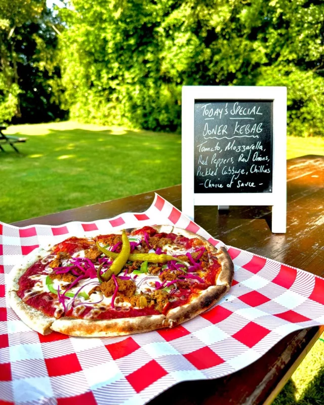 🍕 This Week’s Special at The Shed! 🍕
🔥 Doner Kebab Pizza – Our Latest Creation! 🔥

Inspired by your favorite takeaway – it’s a pizza with a doner kebab twist!

Tomato base loaded with mozzarella, red peppers, red onions, pickled cabbage, and chillies.
Then finish it just like a real doner – with your choice of burger sauce, garlic sauce, or chilli sauce on top!

Serving wood fired pizzas made fresh to order on Fridays - 5pm-9pm and on Saturdays 5pm-9pm 😋

🎉 Come grab yours before they’re gone! 🎉